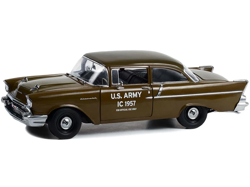 1957 Chevrolet 150 Sedan U.S. Army IC 1957 Staff Car Brown 1/18 Diecast Model Car by Highway 61 - Chevrolet Models