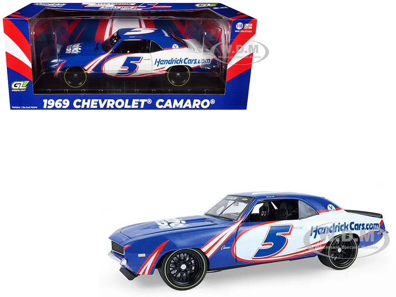 1969 Chevrolet Camaro #5 Kyle Larson "Hendrick Motorsports First Win Tribute" Blue and White with Graphics 1/18 Diecast Model Car by Highway 61 - Chevrolet Models