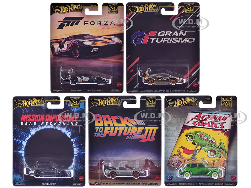 "Pop Culture 2025" 5 piece Set L "Premium Series" Diecast Model Cars by Hot Wheels - Other
