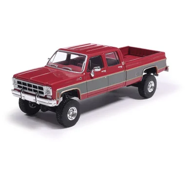 1:64 1977 GMC Sierra Grande K2500 Crew Cab Wideside - Dark Red Metallic and Silver Special Two-Tone - Lifted