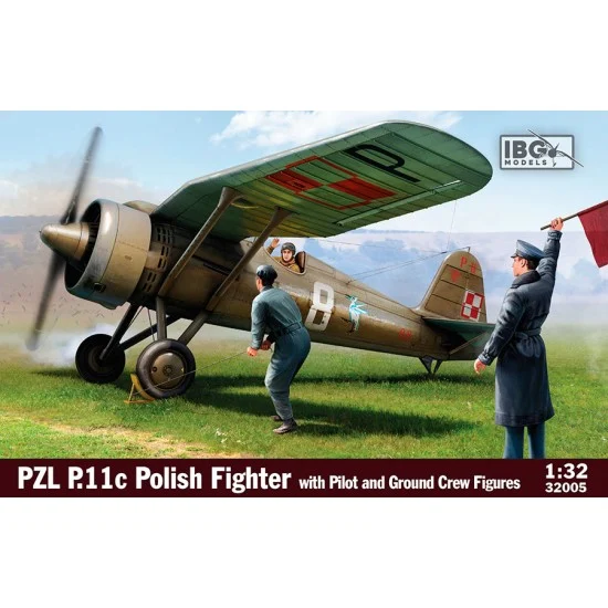IBG 32005 1/32 PZL P.11c Polish Fighter with Pilot and Ground Crew - Model Planes