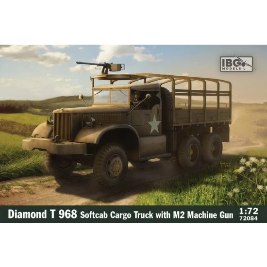 IBG 72084 1/72 Diamond T 968 Softcab Cargo Truck with M2 Machine Gun - Military Vehicles & Tanks