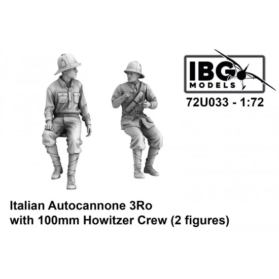 IBG 72U033 1/72 Italian Autocannon 3Ro with 100mm Howitzer Crews (2 figures) - Model Planes