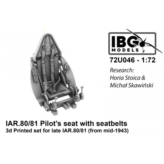 IBG 72U046 1/72 I.A.R. 80/81 Pilot's Seat with Seatbelts (Late, armoured, from mid 1943) - Model Planes
