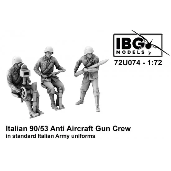 IBG 72U074 1/72 Italian 90/53 Anti Aircraft Gun Crew in Standard Uniforms - Model Figures