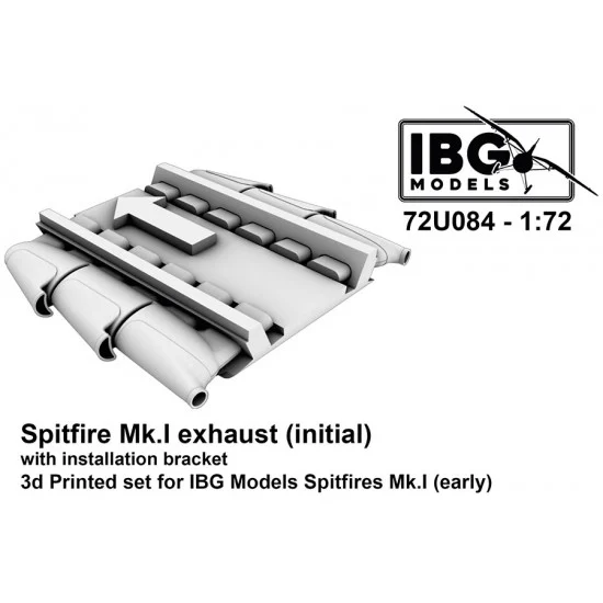 IBG 72U084 1/72 Spitfire Mk.I Exhaust (initial) with Installation Bracket for IBG kit - Model Planes