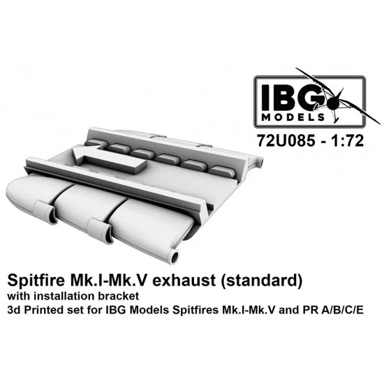 IBG 72U085 1/72 Spitfire Mk.I-Mk.V and PR Type A/B/C/E Exhaust (standard) with Installation Bracket