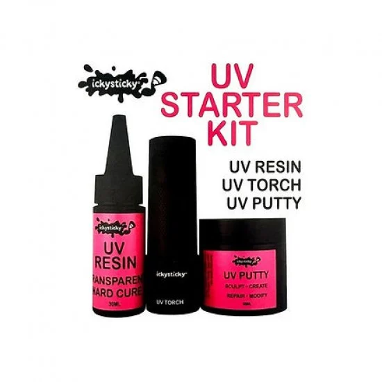 IckySticky 11017 UV Starter Kit: Resin, Putty, Led Torch - Hobby Tools & Supplies
