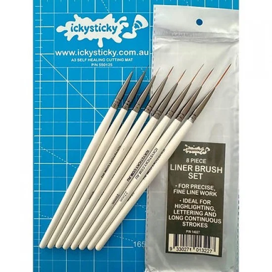 IckySticky 14027 Liner Brush Set (8 size, 5mm-25mm)