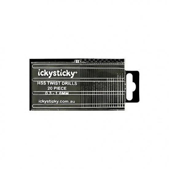 IckySticky 550102 HSS Micro Twist Drills 0.3mm - 1.6mm (20pcs)