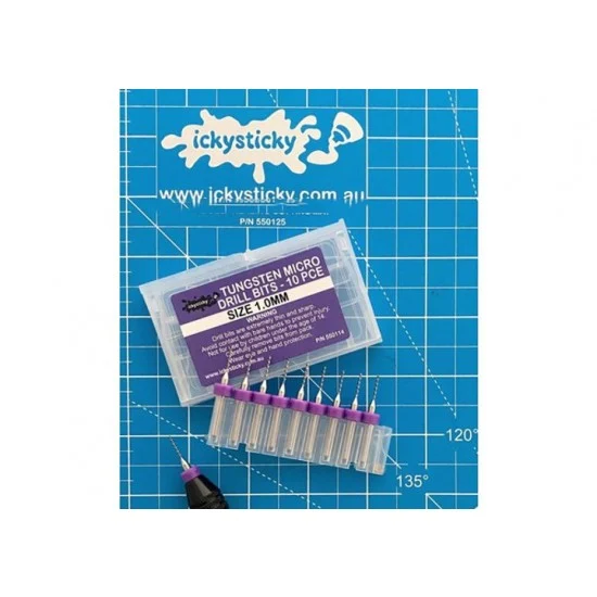 IckySticky 550114 Tungsten Micro Drill Bits 1.0mm (10pcs) - Hobby Tools & Supplies