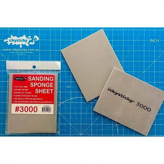 IckySticky 550148 Sanding Sponge #3000 (114 x 140 x 5mm, 1 sheet) - Hobby Tools & Supplies