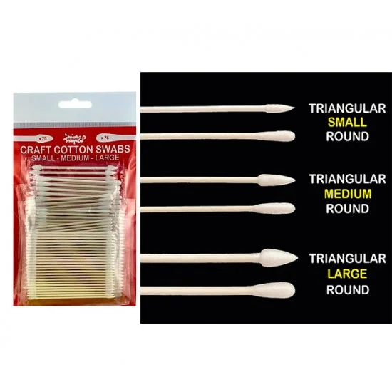 IckySticky 560321 Cotton Swabs Mixed Sizes (150pcs) - Hobby & Model Paints