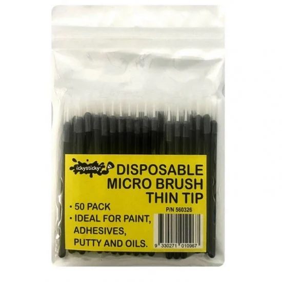 IckySticky 560326 Disposable Micro Brushers Thin Tip (50pcs) - Hobby & Model Paints
