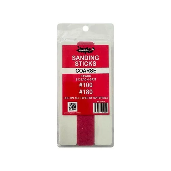 IckySticky 610608 Sanding Sticks - Coarse (6pcs: 3x #100 / #180)