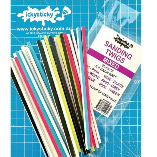 IckySticky 610616 Sanding Twigs #Mixed (5x Each Grit, 30pcs) - Hobby Tools & Supplies