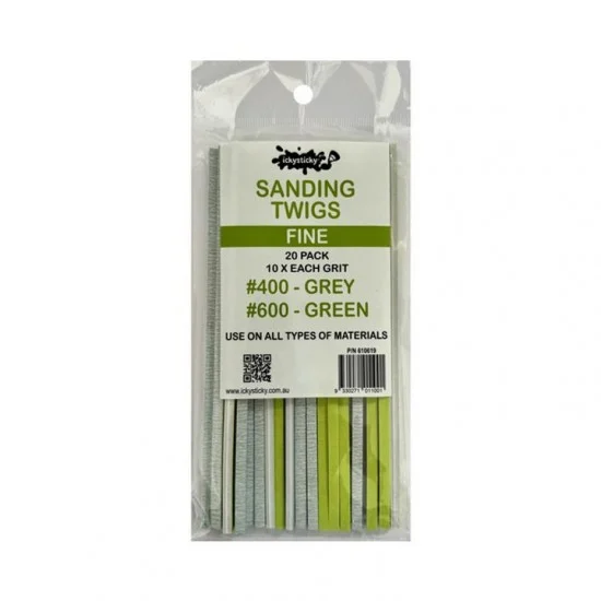IckySticky 610619 Sanding Twigs #Fine (10x Each Grit, #400 #600, 20pcs) - Hobby Tools & Supplies