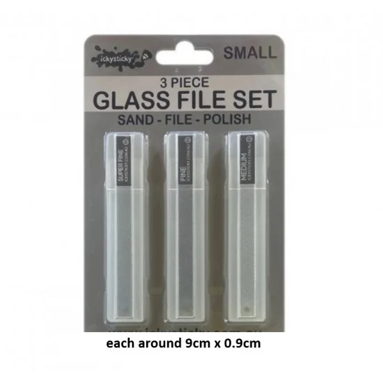 IckySticky 610620 3 Piece Glass File Set Small - Super Fine, Fine, Medium