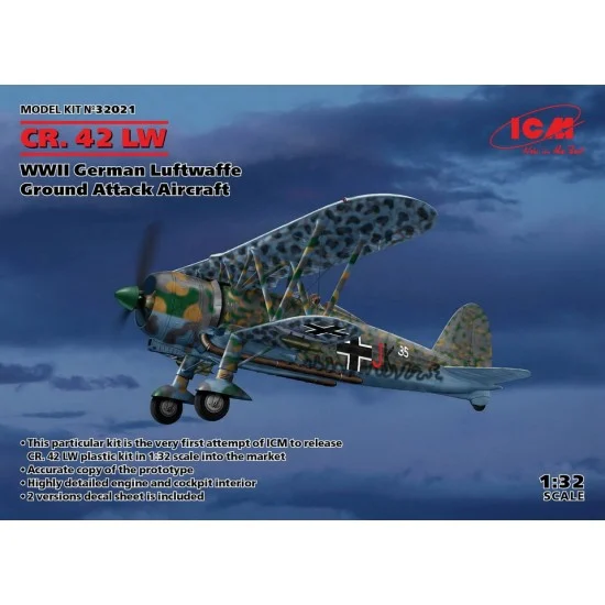 ICM 32021 1/32 WWII German Luftwaffe Ground Attack Aircraft CR. 42 LW - Model Planes