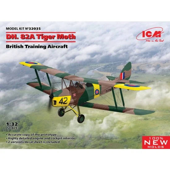 ICM 32035 1/32 British de Havilland DH. 82A Tiger Moth Training Aircraft - Model Planes