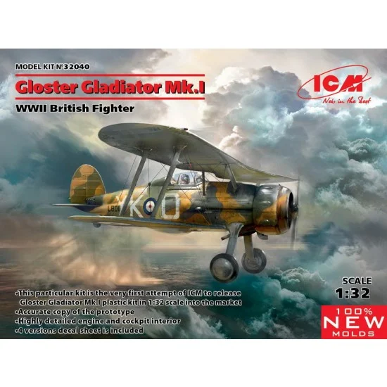 ICM 32040 1/32 WWII British Fighter Gloster Gladiator Mk.I - Military Vehicles & Tanks