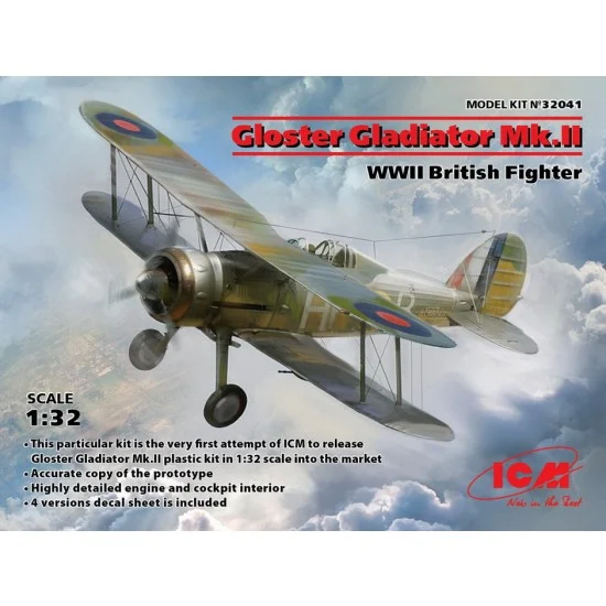 ICM 32041 1/32 WWII British Fighter Gloster Gladiator Mk.II - Model Planes
