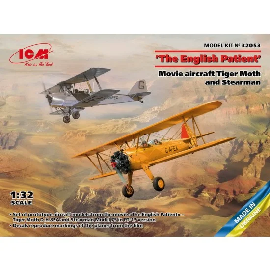 ICM 32053 1/32 "The English Patient" Movie Aircraft Tiger Moth and Stearman - Model Planes