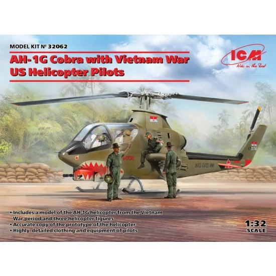ICM 32062 1/32 Vietnam War US AH-1G Cobra Helicopter with Pilots