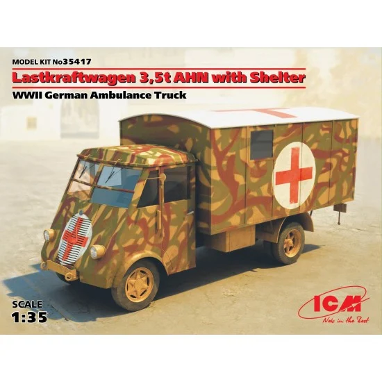 ICM 35417 1/35 WWII German Ambulance Truck Lastkraftwagen 3.5t AHN with Shelter - Military Vehicles & Tanks