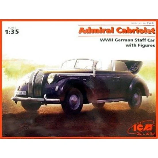 ICM 35471 1/35 WWII German Staff Car Admiral Cabriolet with Crew (1 Model kit with 3 Figures) - Military Vehicles & Tanks