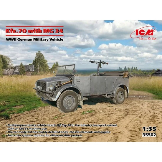 ICM 35502 1/35 WWII German Kfz.70 with MG 34 Military Vehicle - Military Vehicles & Tanks