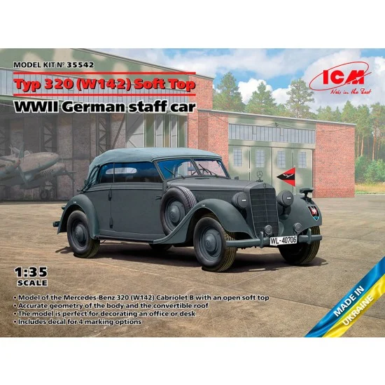 ICM 35542 1/35 WWII German Typ 320 (W142) Soft Top Staff Car - Military Vehicles & Tanks