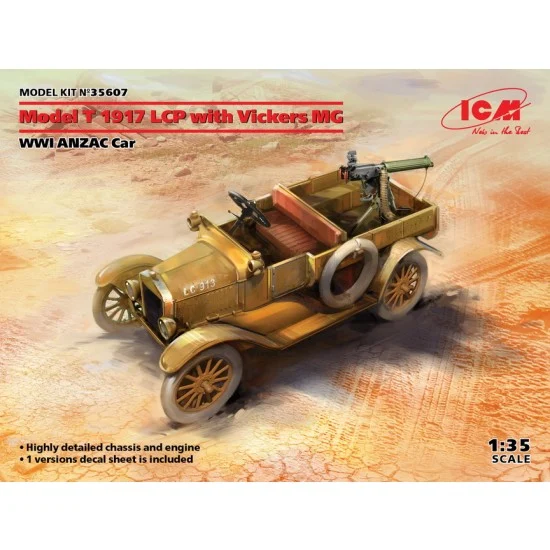 ICM 35607 1/35 WWI ANZAC Car Model T 1917 LCP with Vickers MG - Military Vehicles & Tanks