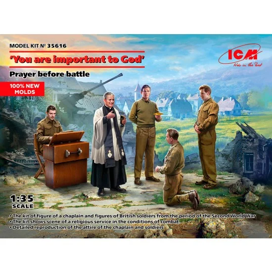 ICM 35616 1/35 WWII British Soldiers and Chaplain - Prayer Before Battle 'You are important to God'