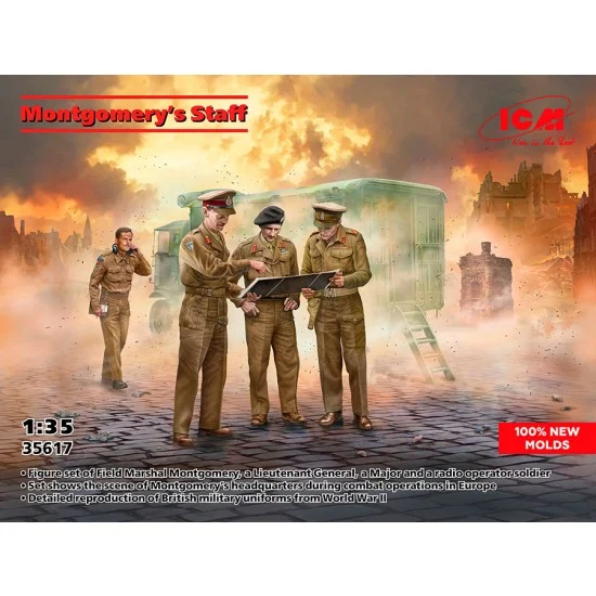 ICM 35617 1/35 Field Marshal Montgomery's Staff (4 figures) - Model Figures