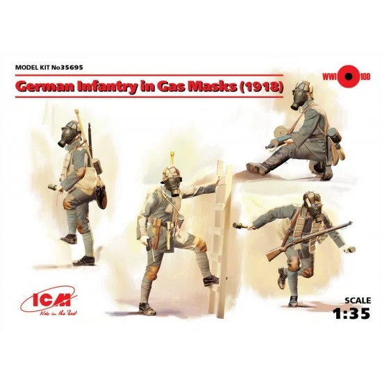 ICM 35695 1/35 German Infantry in Gas Masks 1918 - Model Figures