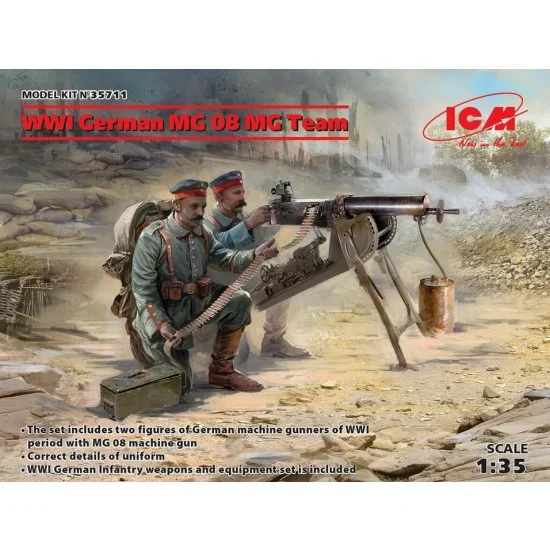 ICM 35711 1/35 WWI German MG08 MG Team (2 figures) - Model Figures