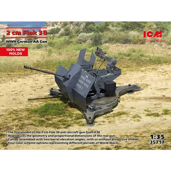 ICM 35717 1/35 WWII German Flak 38 AA Gun - Military Vehicles & Tanks