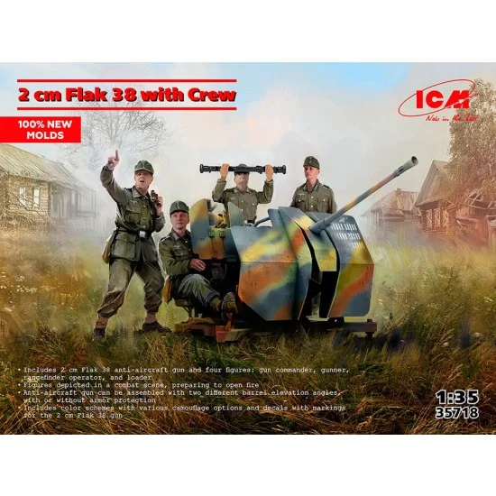 ICM 35718 1/35 2cm Flak 38 Anti-aircraft Gun with Crews