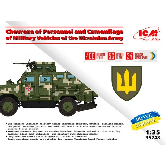 ICM 35748 1/35 Ukrainian Army Chevrons of Personnel and Camouflage of Military Vehicles - Military Vehicles & Tanks