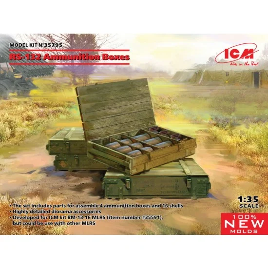 ICM 35795 1/35 RS-132 Ammunition Boxes (4 boxes and 16 shells)