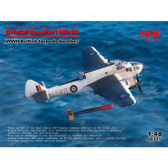 ICM 48315 1/48 WWII British Bristol Beaufort Mk.IA Torpedo Bomber - Military Vehicles & Tanks