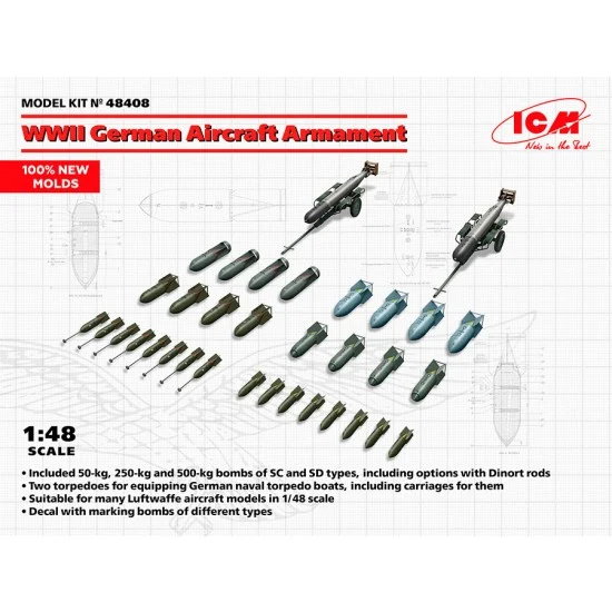 ICM 48408 1/48 WWII German Aircraft Armament - Model Planes