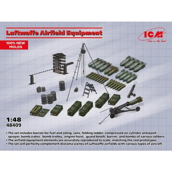 ICM 48409 1/48 Luftwaffe Airfield Equipment - Scenics & Diorama