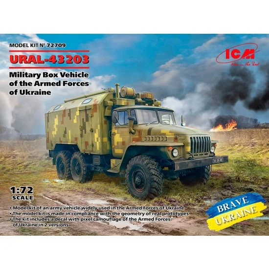 ICM 72709 1/72 Ukraine Armed Forces URAL-43203 Military Box Vehicle