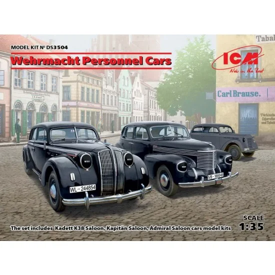 ICM DS3504 1/35 Wehrmacht Personnel Cars (Kadett K38, Kapitan, Admiral Saloon) - Military Vehicles & Tanks