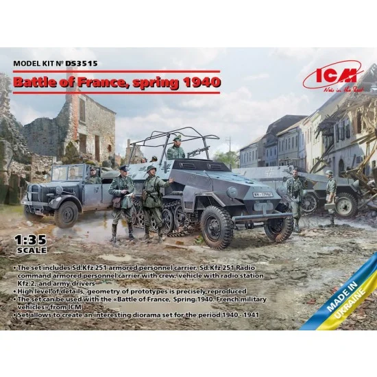 ICM DS3515 1/35 Battle of France, Spring 1940: SdKfz 251, Crews & Accessory - Military Vehicles & Tanks