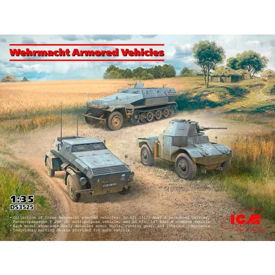 ICM DS3525 1/35 Wehrmacht Armoured Vehicles (3 kits) - Military Vehicles & Tanks