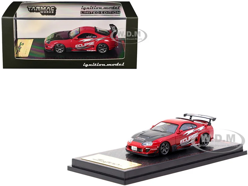 Toyota Supra (JZA80) RZ RHD (Right Hand Drive) "Eclipse Racing Concept" Red with Carbon Hood 1/64 Diecast Model Car by Ignition Model - Toyota Models