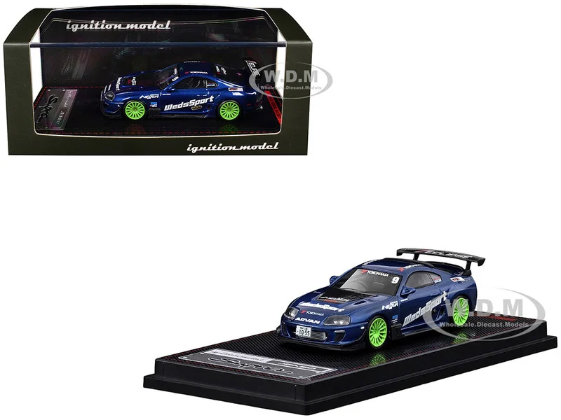 Toyota Supra (JZA80) RZ RHD (Right Hand Drive) #9 "WedsSport" Blue Metallic with Graphics 1/64 Diecast Model Car by Ignition Model - Toyota Models